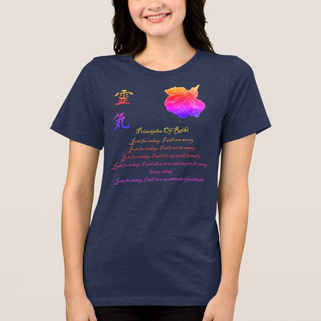 Camiseta Reiki Principles Just For Today Rainbow (Frente)