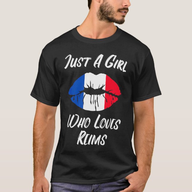 Camiseta Reims Lábios Boca Amor Bandeira Francesa (Frente)
