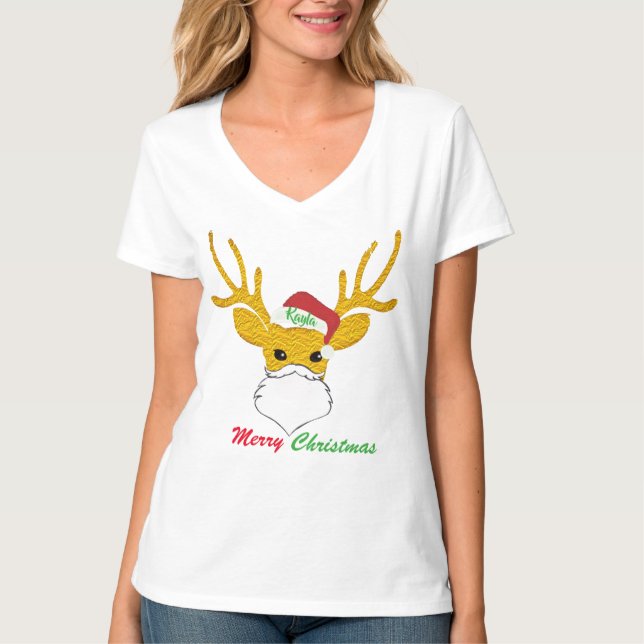 Camiseta Reinador de Natal de Nome Personalizado Personaliz (Frente)