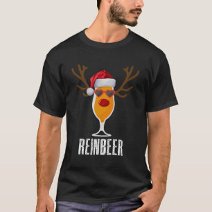 Camiseta Reinber Papai noel Hat Reindeer Beer Glass Natal