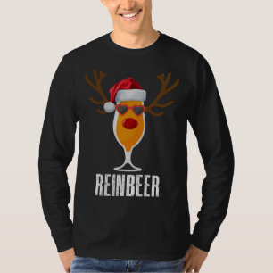 Camiseta Reinber Papai noel Hat Reindeer Beer Glass Natal