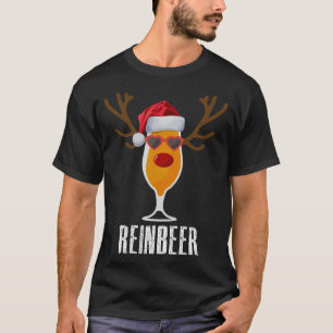 Camiseta Reinber Papai noel Hat Reindeer Beer Glass Natal