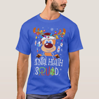 Camiseta Reindee Natal Esquadrão da Saúde Mental Stethoscop