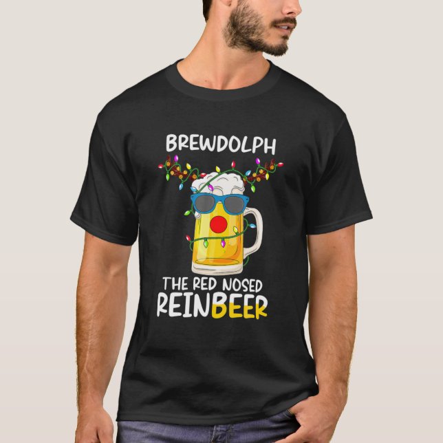 Camiseta Reindeer Beer Rudolph Brewdolph Engraçado Natal Pa (Frente)