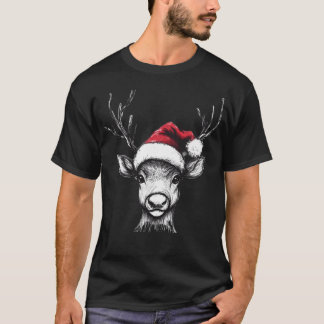 Camiseta Reindeer Bonita Com Papai Noel