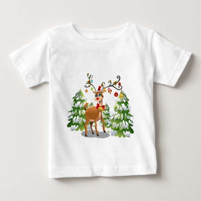 Camiseta Reindeer Bonito na Neve (Frente)