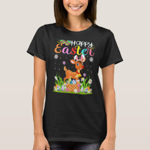 Camiseta Reindeer Bunny Egg Caçando Reindeer Engraçado Feli