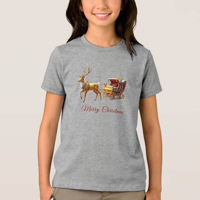 Camiseta Reindeer Christmas Sleigh Holiday (Frente)