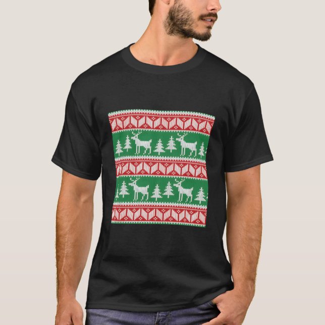 Camiseta Reindeer Christmas Ugly Sweater (Frente)