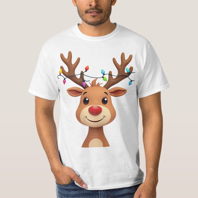 Camiseta Reindeer com Luzes de Natal (Frente)