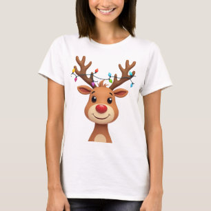 Camiseta Reindeer com Luzes de Natal