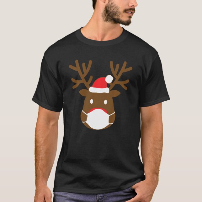 Camiseta Reindeer Com Paja Familiar De Máscara De Natal 202 (Frente)