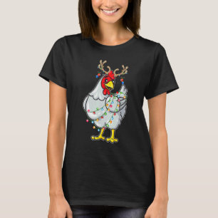 Camiseta Reindeer de Frango Natal Antlers Lights Pajama