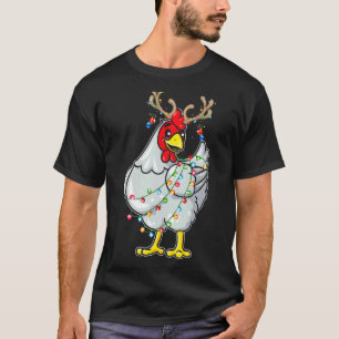 Camiseta Reindeer de Frango Natal Antlers Lights Pajama