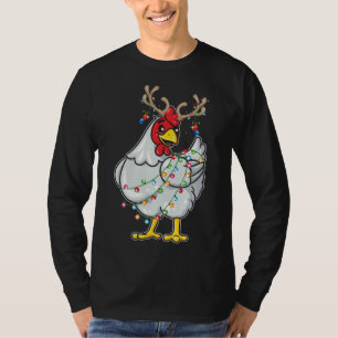Camiseta Reindeer de Frango Natal Antlers Luzes Pajama F