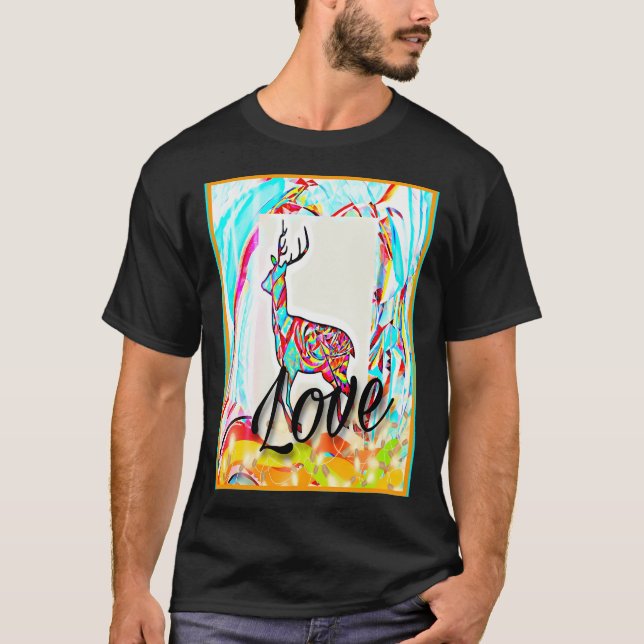 Camiseta Reindeer de Natal. Amor. Arte Digital (Frente)