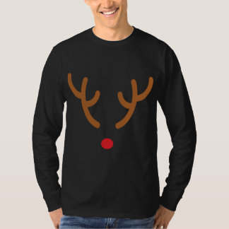 Camiseta Reindeer de Natal Antlers Red Nose