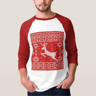 Camiseta Reindeer De Natal Feio Padrões De Vermelho