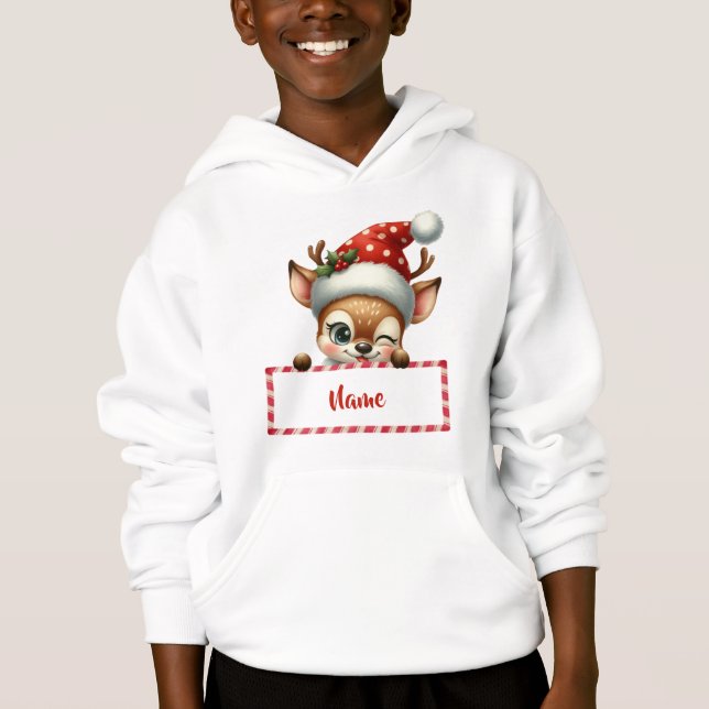Camiseta Reindeer de Natal Personalizável e Canas de Doces (Frente)