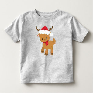 Camiseta Reindeer de Natal, Reindeer Bonito, Santa Hat