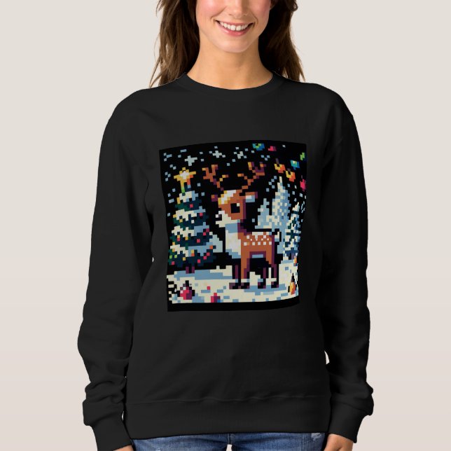 Camiseta Reindeer de Natal Winter Wonderland Pixel Art (Frente)