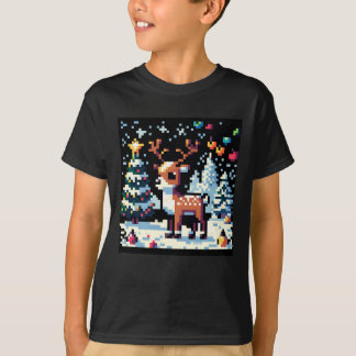 Camiseta Reindeer de Natal Winter Wonderland Pixel Art