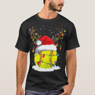 Camiseta Reindeer de Softball de Natal Engraçado Santa Hat 