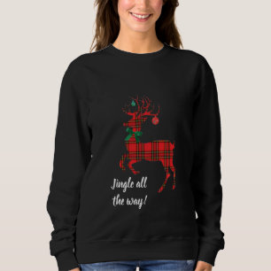 Camiseta Reindeer de Xadrez Vermelha (Jingle todo o caminho