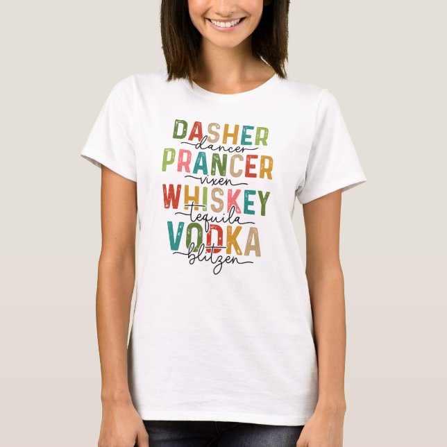 Camiseta Reindeer e Bebidas Natal Engraçado (Frente)