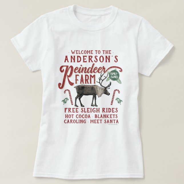 Camiseta Reindeer Fazenda Rustic Vintage Farmhouse Family N (Frente do Design)