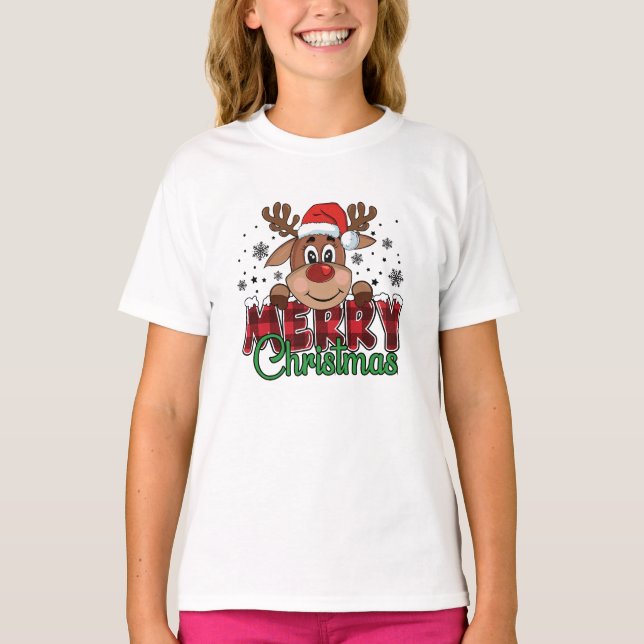 Camiseta Reindeer Festivo, Feliz Natal (Frente)