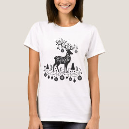 Camiseta Reindeer festivo Silhouette com ornamentos