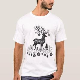 Camiseta Reindeer festivo Silhouette com ornamentos