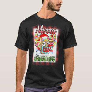 Camiseta Reindeer Na Feliz Pajama Da Família De Máscaras Ch