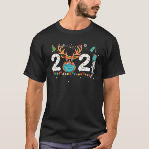 Camiseta Reindeer Natal 2021 Máscara Família Funny Pajama
