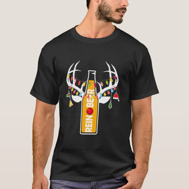 Camiseta Reindeer Reincerveja Beer Christmas Luz Engraçada  (Frente)