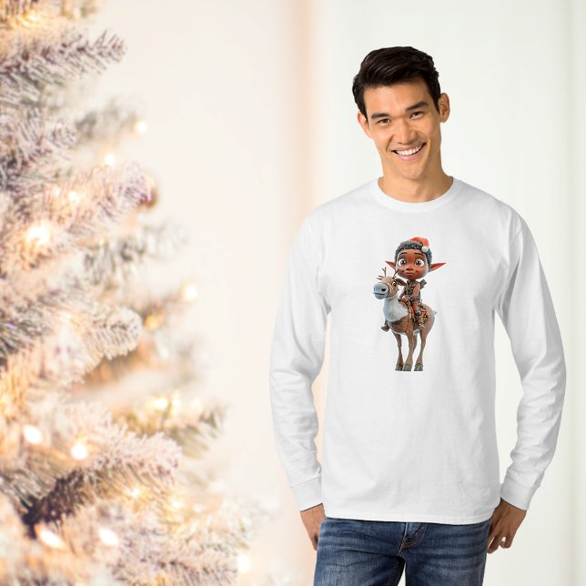 Camiseta Reindeer Rider Christmas Elf Tee Men (Criador carregado)