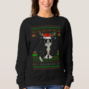 Camiseta Reindeer Santa Hat Combinação Feia Collie Chri