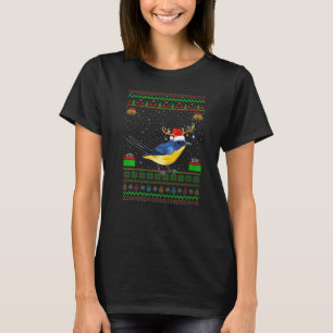 Camiseta Reindeer Santa Hat Combinação Feia com Bluebird Or