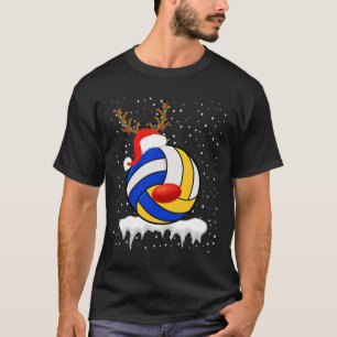 Camiseta Reindeer Santa Hat de Voleibol Natal Xmas Light