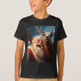 Camiseta Reindeer Selfie Papais noeis de Natal Reindeer Xma