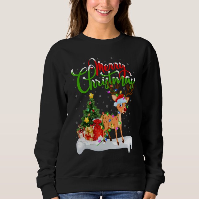 Camiseta Reindeer   Xmas Decorations Santa Reindeer Christm (Frente)