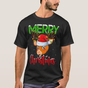 Camiseta Reindeer Xmas Lights Papais noeis Reindeer Feliz C