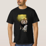 Camiseta Reino da Lamb<br><div class="desc">Menorah brilhando a luz do mundo para o leão rei e o cordeiro humilde</div>
