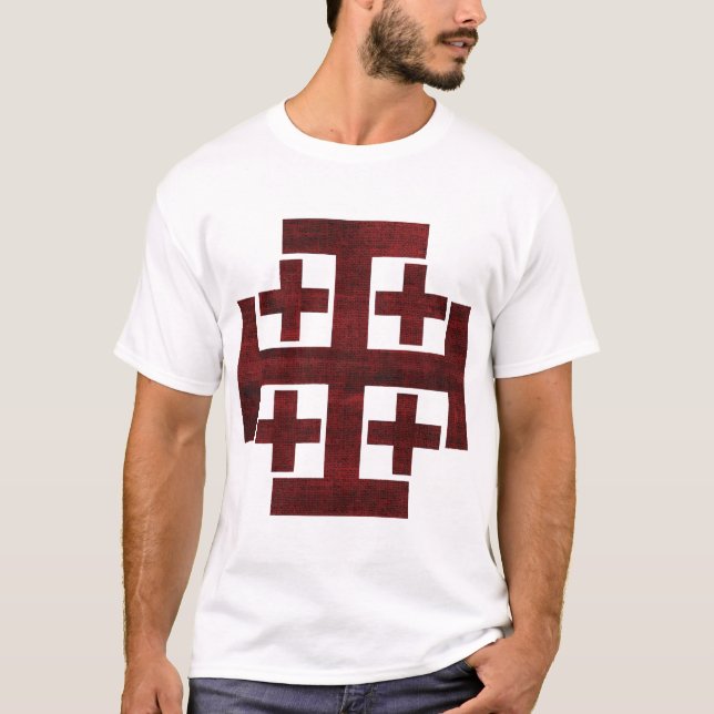 Camiseta Reino de Jerusalém - Vermelho e Negro (Frente)