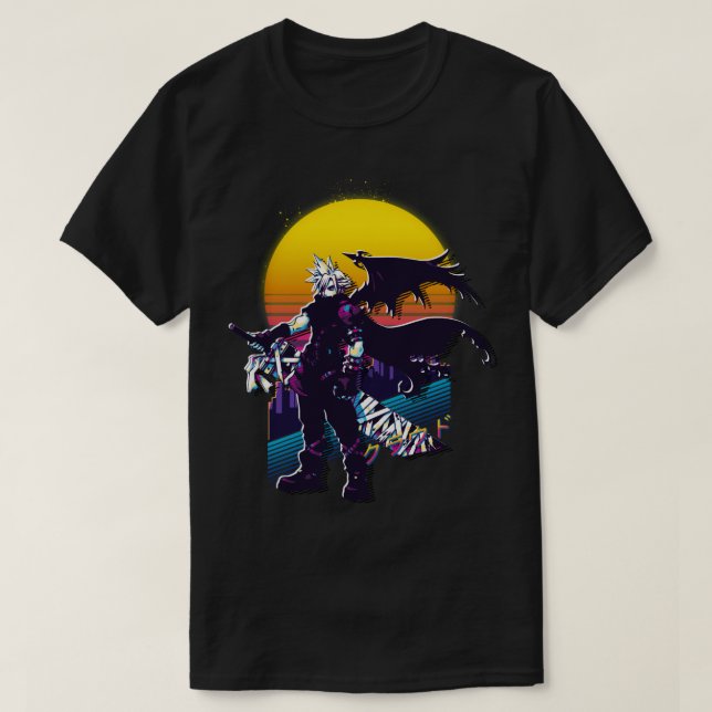 Camiseta Reino Hearts Cloud Retrowave (Frente do Design)
