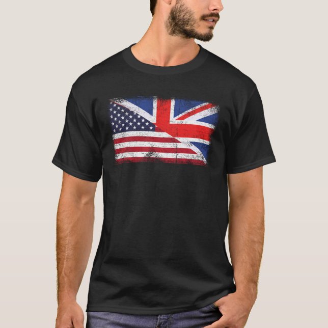 Camiseta Reino Unido - América Flag Half British Half Amer (Frente)