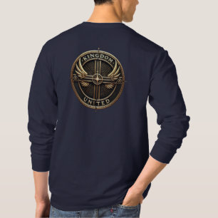 Camiseta Reino Unido - Camisa-T Preta de Capa Longa