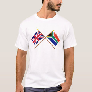 Camiseta Reino Unido e bandeiras cruzadas África do Sul