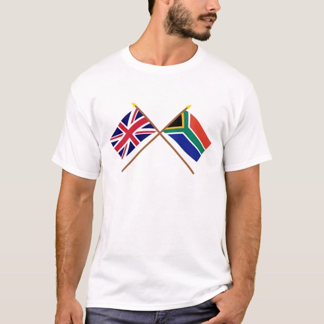 Camiseta Reino Unido e bandeiras cruzadas África do Sul (Frente)